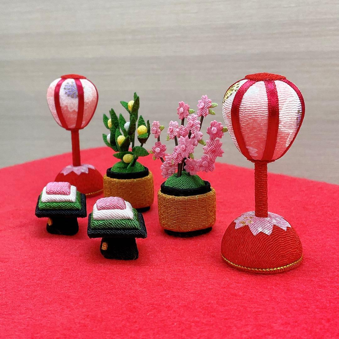 雛飾り小道具【桜ぼんぼり小＆桜橘＆菱餅】お雛様 雛人形 ちりめん細工 新品