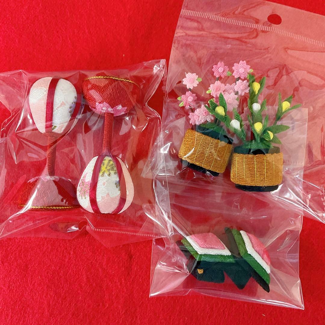 雛飾り小道具【桜ぼんぼり小＆桜橘＆菱餅】お雛様 雛人形 ちりめん細工 新品