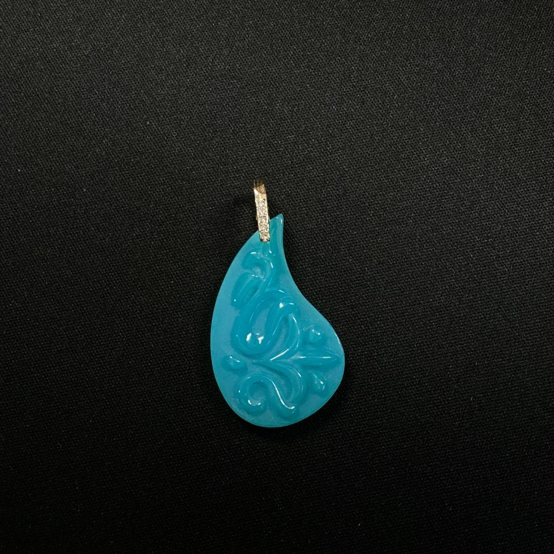 さんオーダー　K18 はちばちL　シーブルーカルセドニーPD