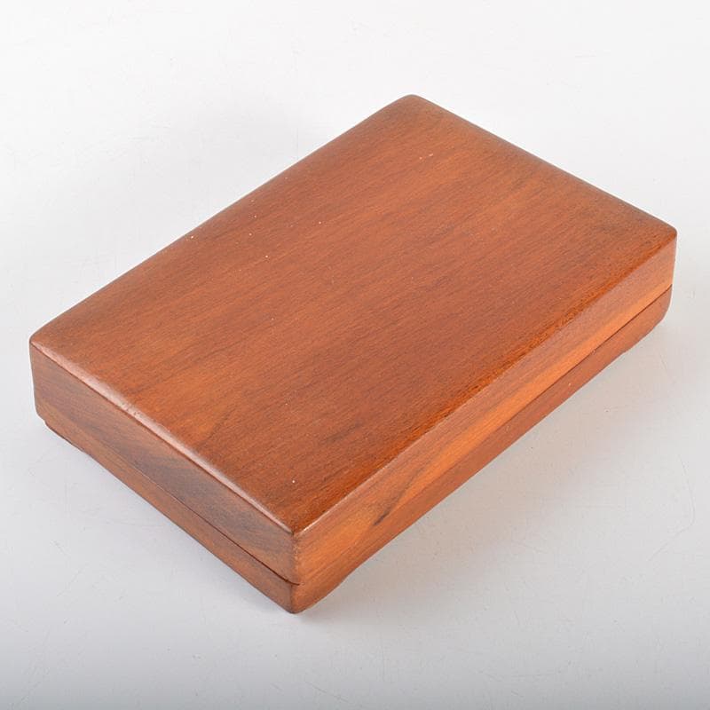 中国　書道具　梅鳥刻　端渓硯　唐木箱付　V　6634