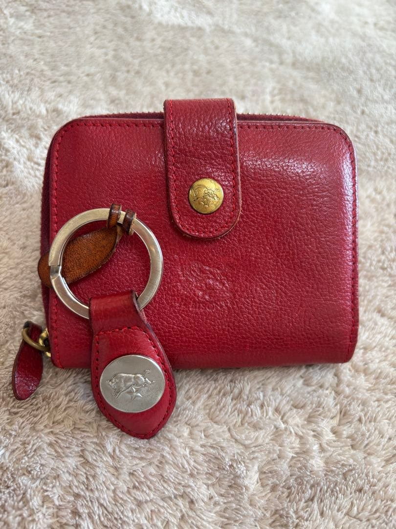 ￼moka！！！イルビゾンテ 二つ折り財布 赤 キーホルダー付き