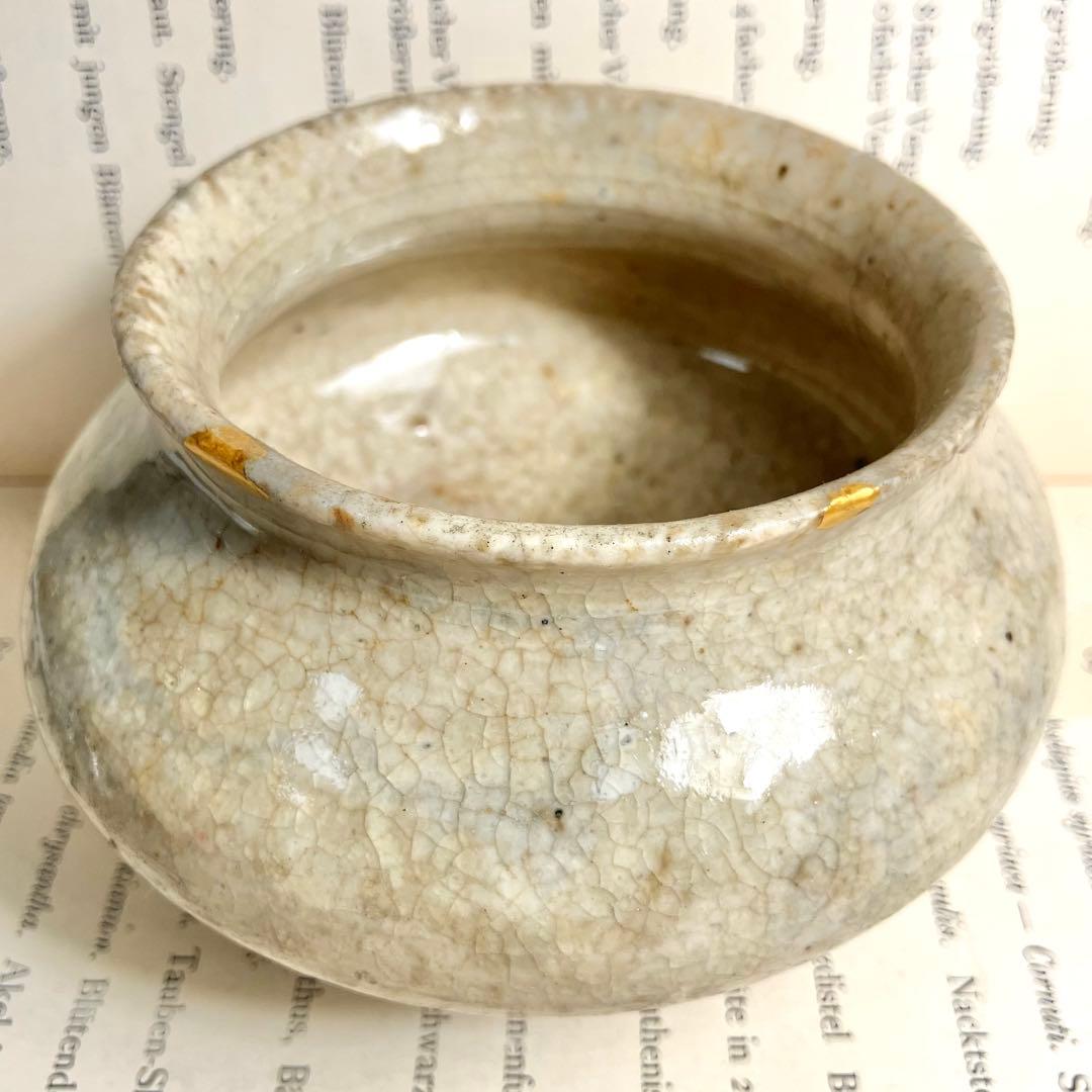 李朝 白磁 塩笥 壺 骨董 民藝 ベージュグレー