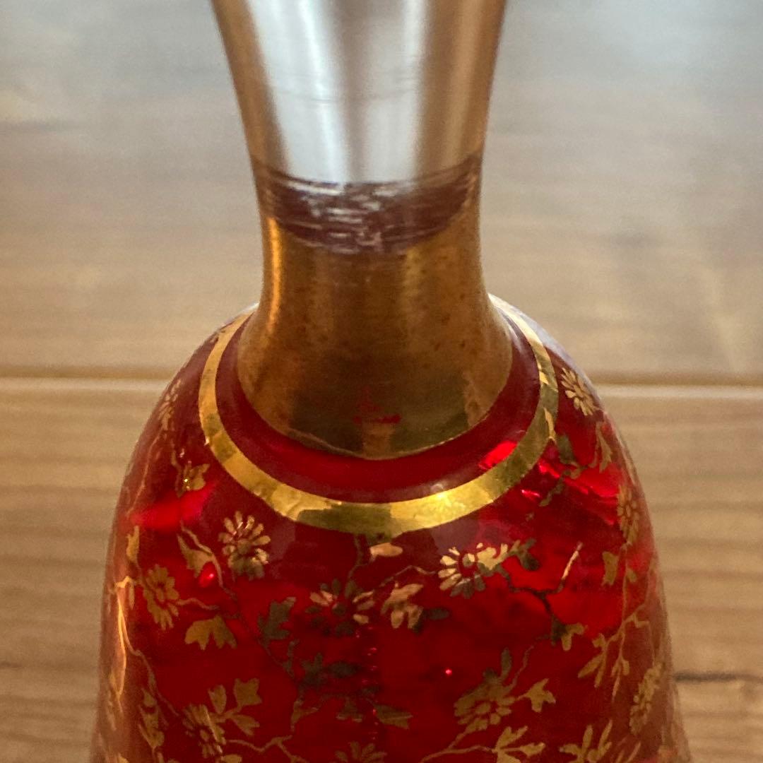 ヴェネツィアングラス 金彩 赤 ガラスベル／イタリア製