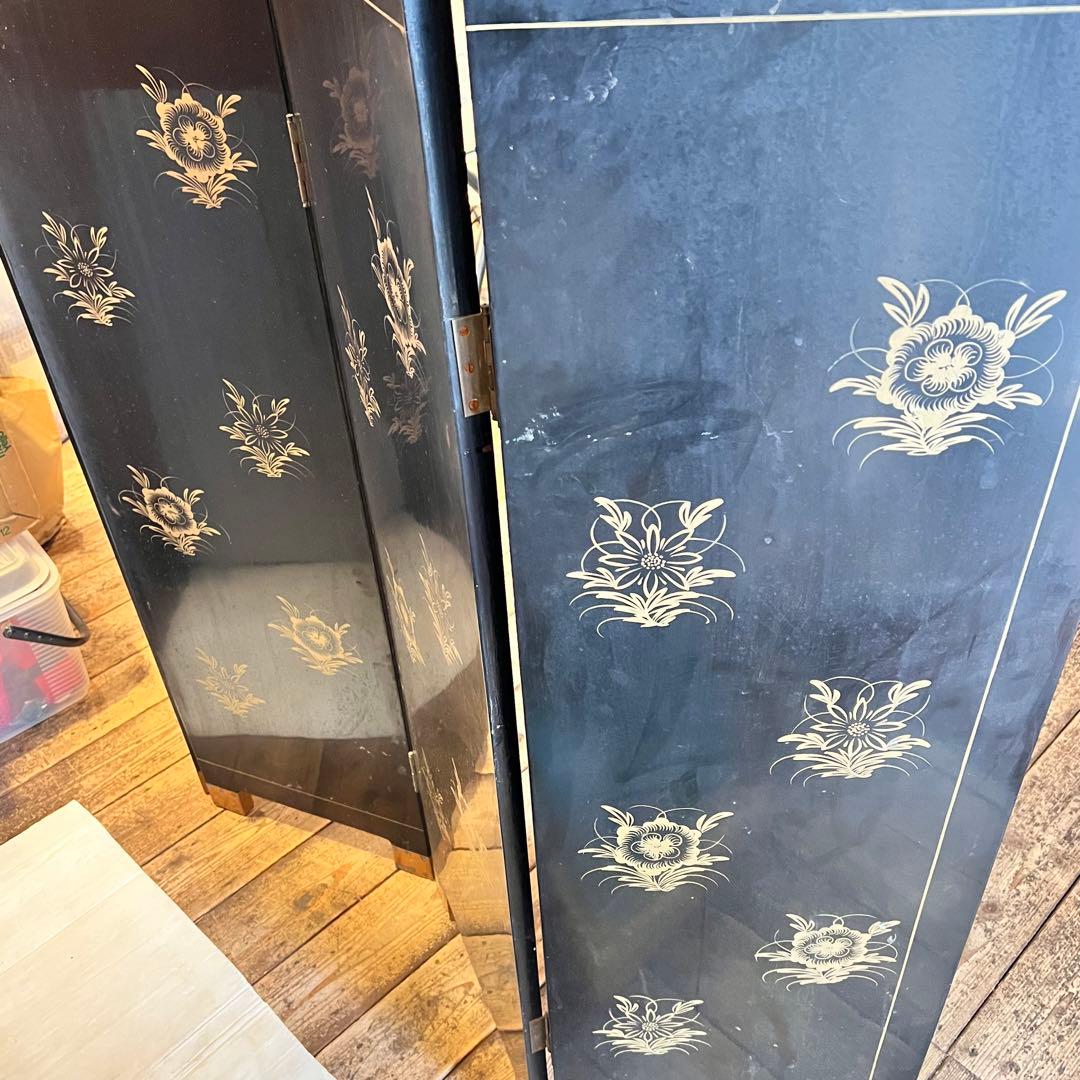 一点　中国美術 螺鈿細工 鶴　年代物　パーテーション 飛天 漆器 天水