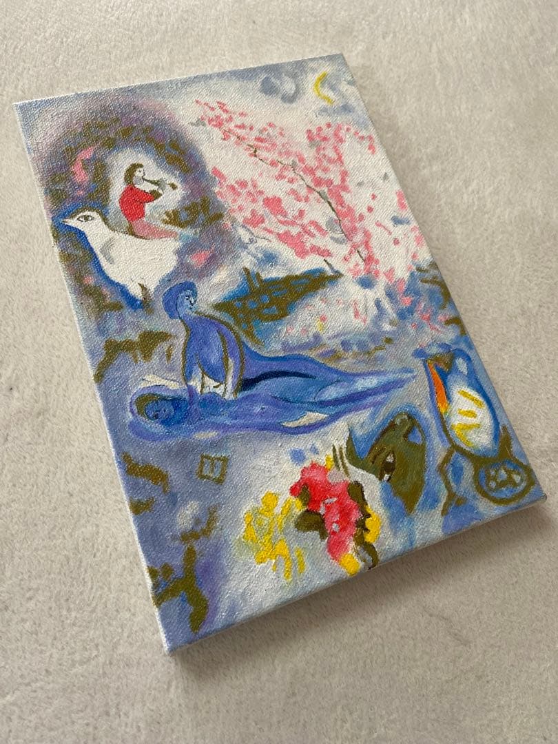 シャガール　肉筆手描きの油絵模写画　アーモンドツリー