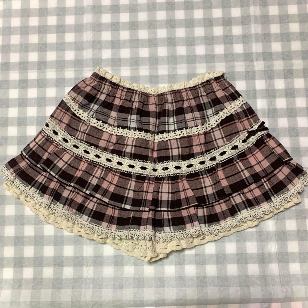 LIZLISA 希少 ブラウン ピンク チェック柄 スカパン