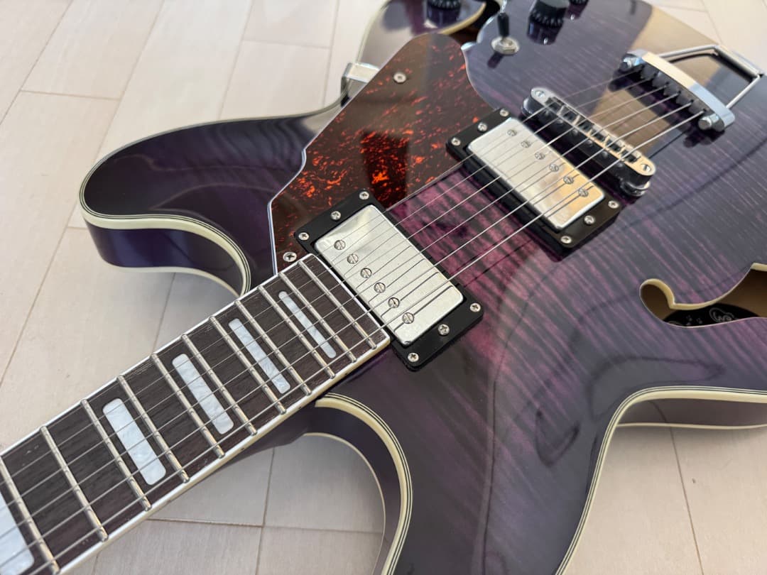 grote 335タイプ セミアコ ギター　パープル