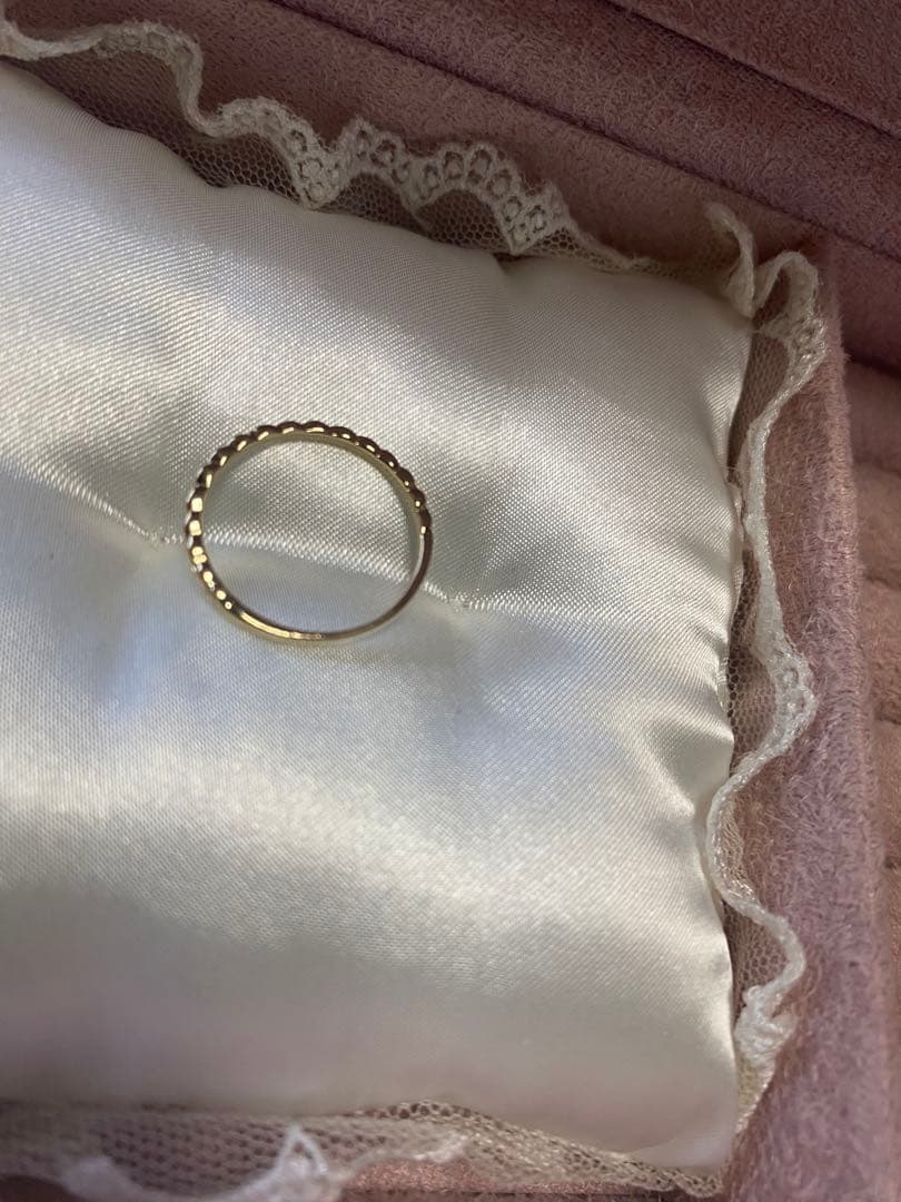 三つ編みモチーフ地金リング華奢重ね付けk10YG13.5号