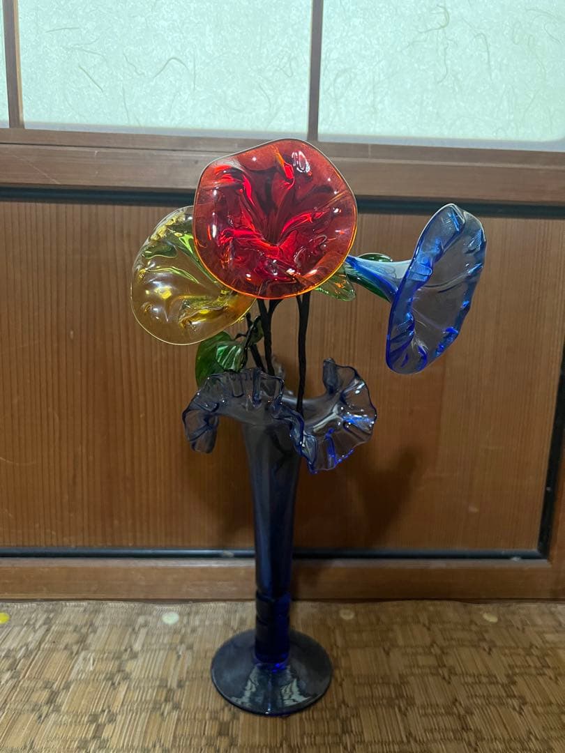 【O-762】琉球ガラス アサガオ 朝顔 花瓶