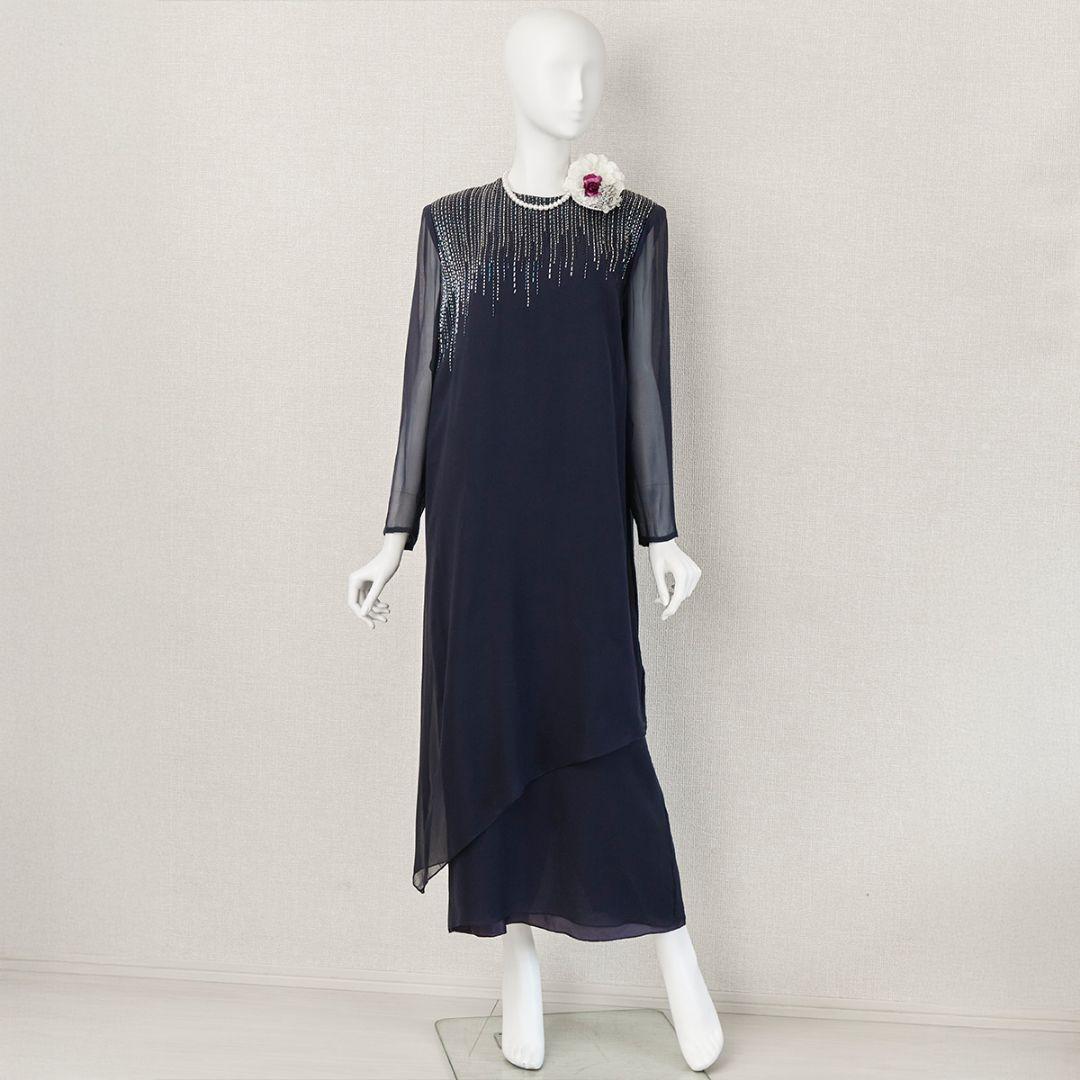 ◎当日発送可能【美品】ハナエモリ　11号相当　ネイビー　セレモニードレス　ロング