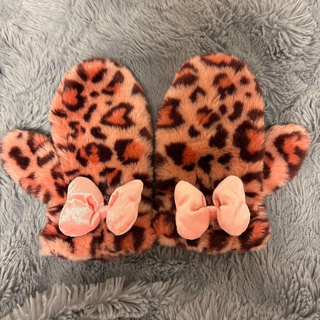 ミニーファンキャップ ヒョウ柄ピンク