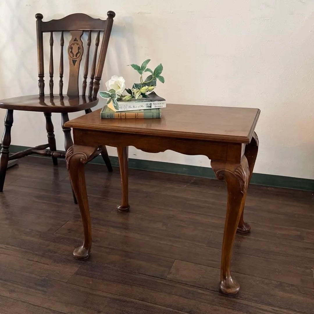 k978r114 英国アンティーク家具 木製サイドテーブル 猫脚 ミニテーブル