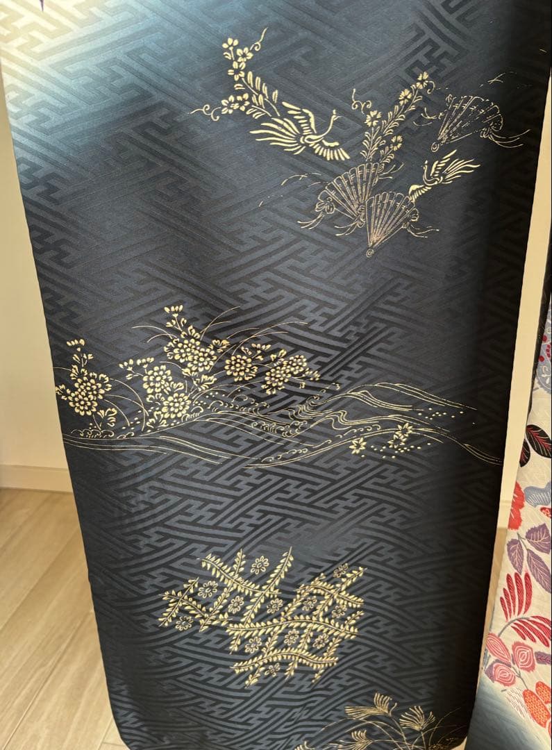 ニコニコ 　　♡ 振袖フルセット（７点）　正絹振袖　成人式　クリーニング済