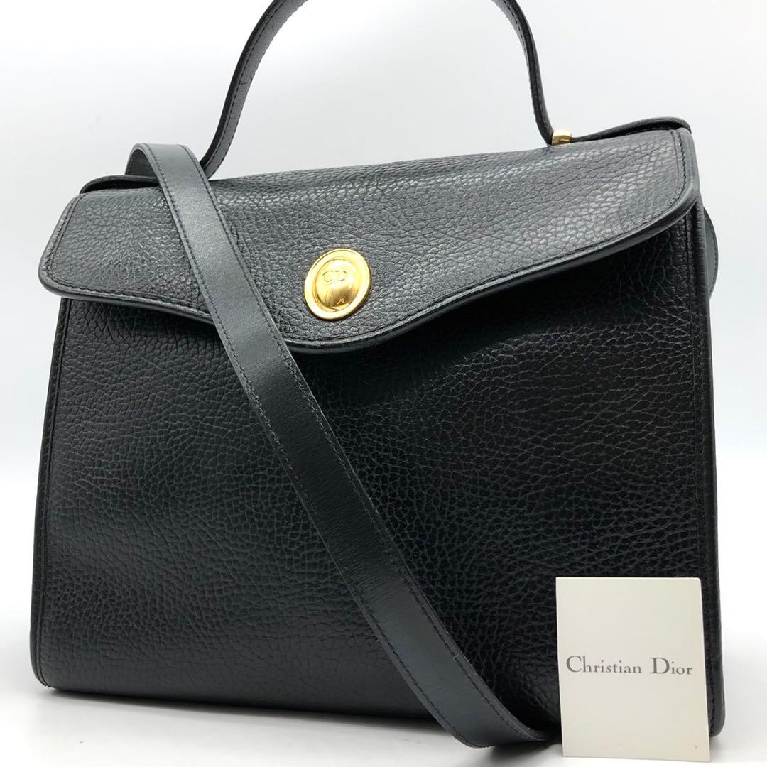 ✨美品✨ディオール ハンドバッグ 2way オーバル ロゴ ゴールド金具 レザー