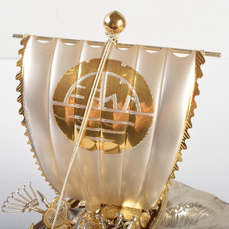 大阪尚美堂製　銀製　宝船　約287g　置物　ガラスケース付　F　R6756B