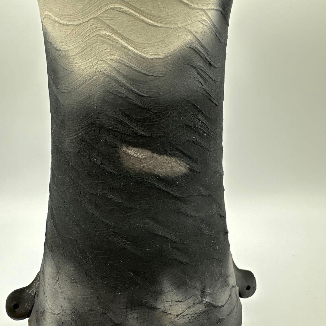 炭彩黒焼締 デイビット・アタマンチャック 花入 YAKISHIME KASE