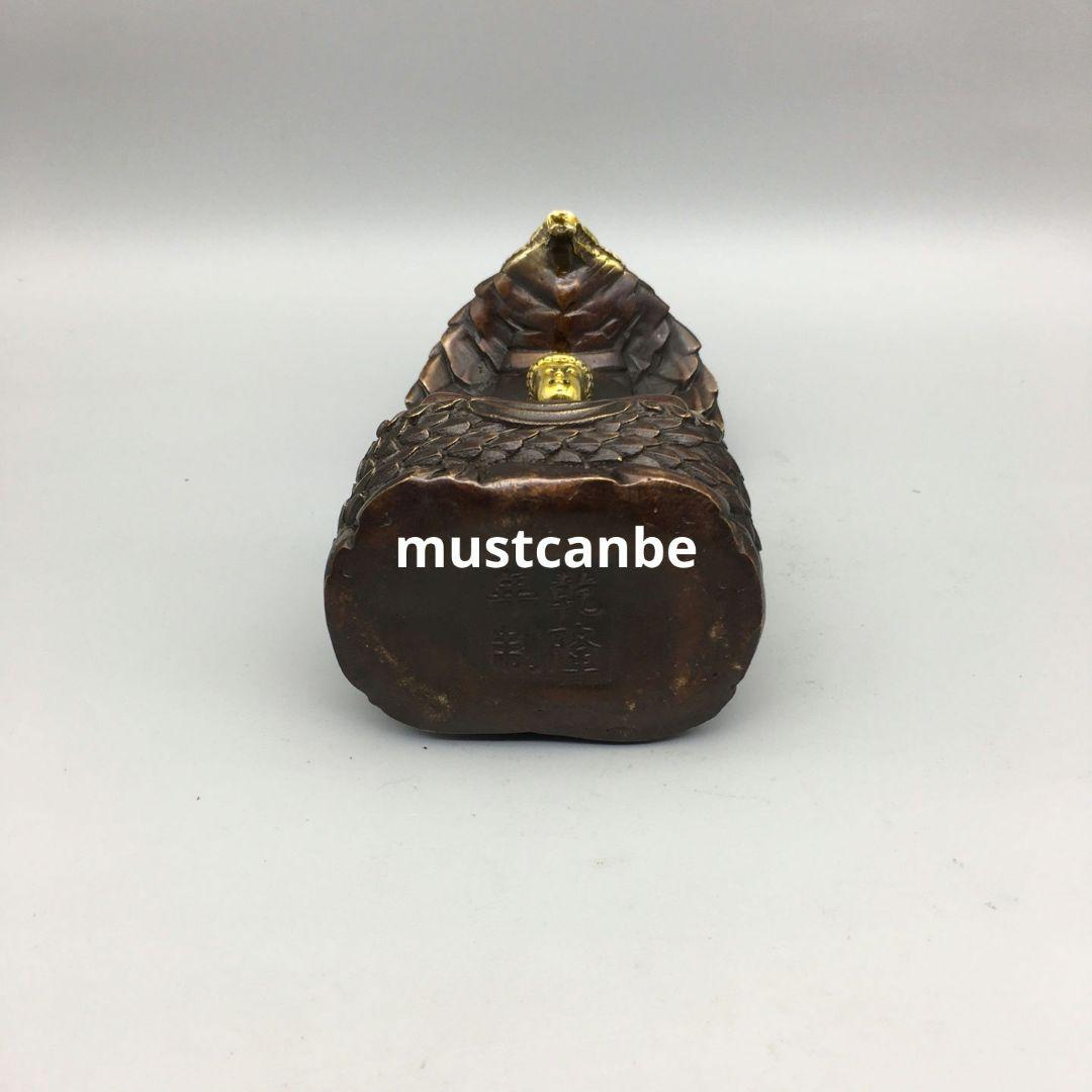 銅製 仏像 坐蛇釈迦仏像 仏堂供仏 鎮宅辟邪 開運 風水 招財 置物工芸品