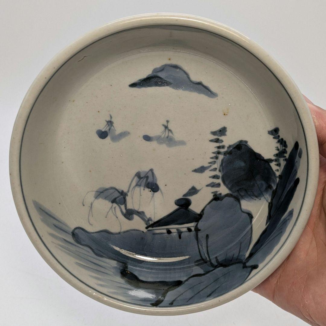 江戸末期 古伊万里 くらわんか皿 染付山水図 食器 有田焼 伊万里焼 中鉢 小鉢