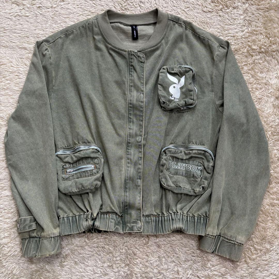 Missguided x Playboy セージ　ヴィンテージロゴ　ジャケット