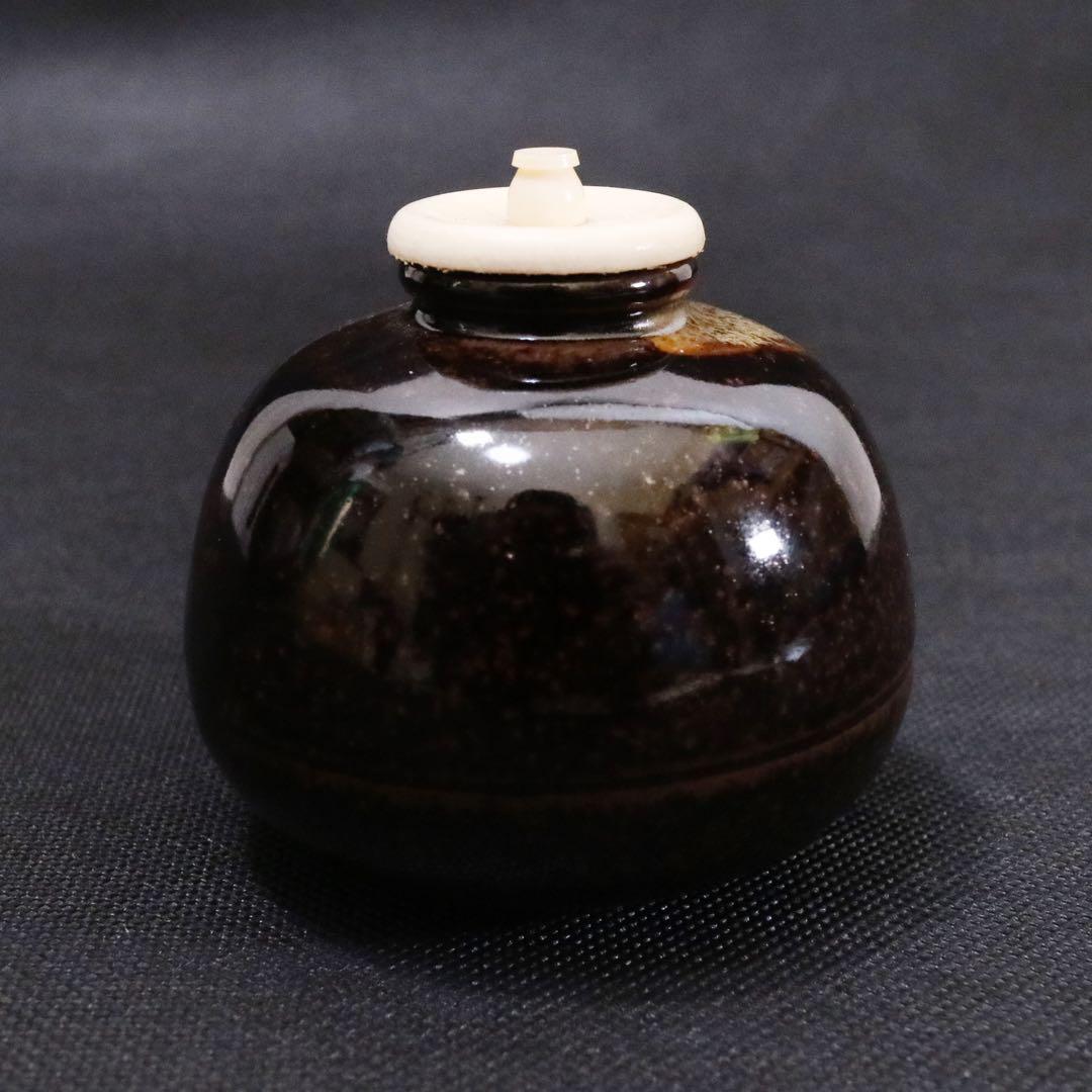 淡海ぜぜ 陽炎園造 膳所焼 茄子茶入 仕覆揃 膳所焼 茶器 茶壷 茶道具