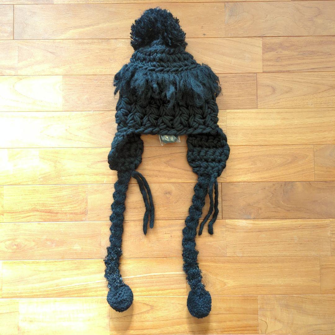 未使用◆Taoコムデギャルソン ウールミックス クロシェ ビーニー ニット帽 黒