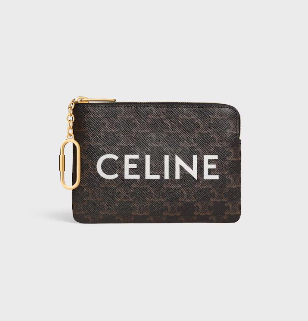 現行 CELINE ケース 小銭入れ ブラック ダークブラウン