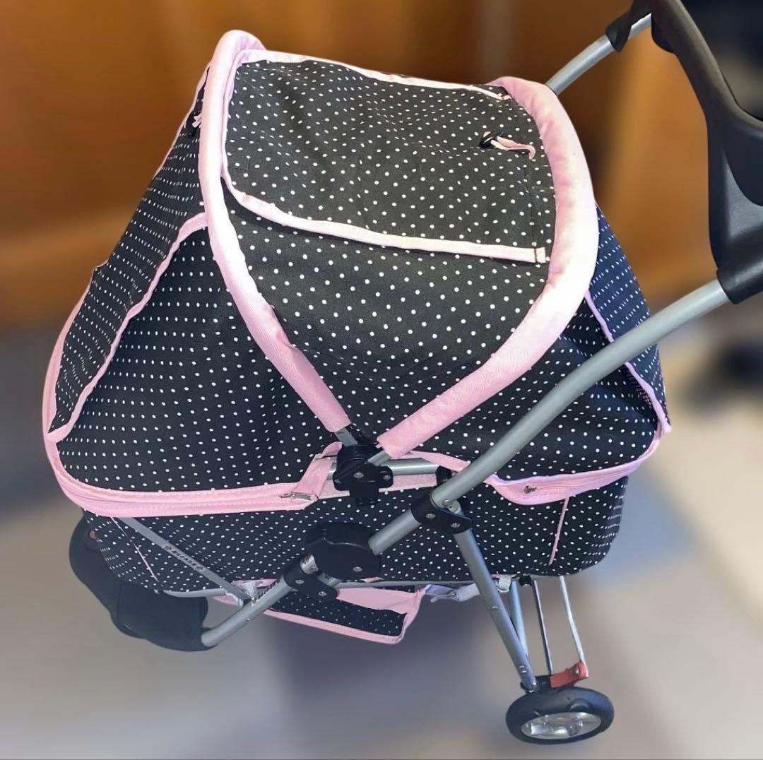 【引き取り希望】ペットカート前輪が2輪のため安定感あり！3輪と4輪のいいとこどり