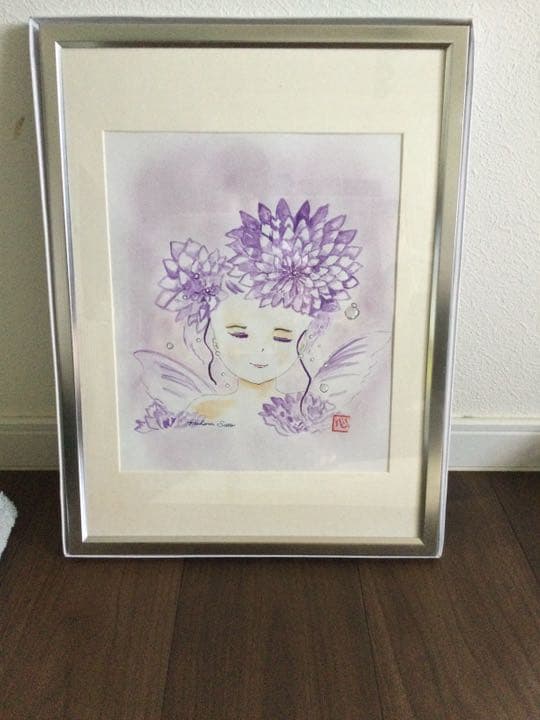 癒しの絵　水彩画　エンジェル