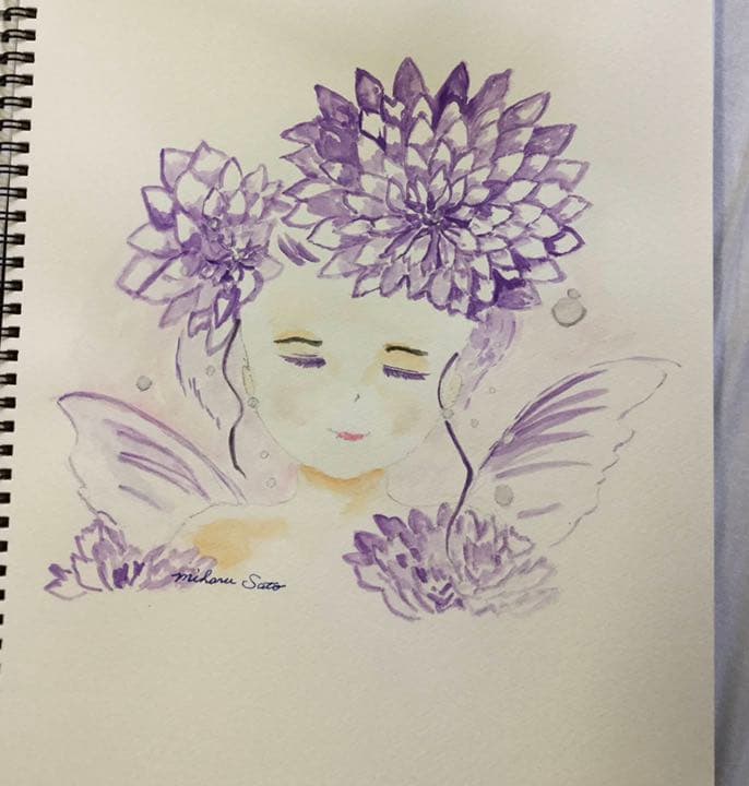 癒しの絵　水彩画　エンジェル