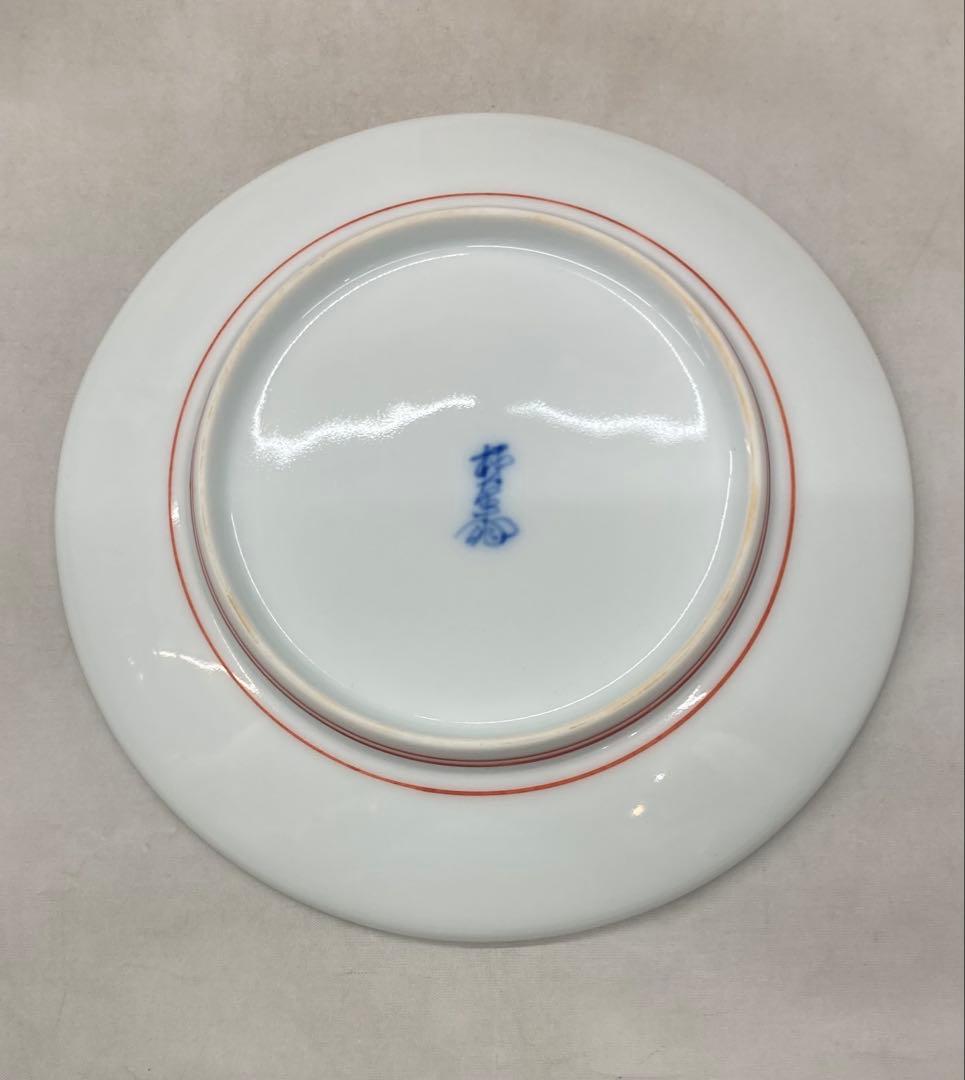 B489b「錦 粟鶉文　皿」5枚　十三代酒井田柿右衛門作　共箱　銘々皿　茶道具