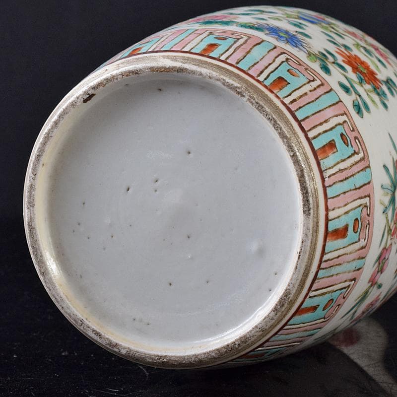 中国　南京　粉彩　花文瓶　時代箱付　M　R8180