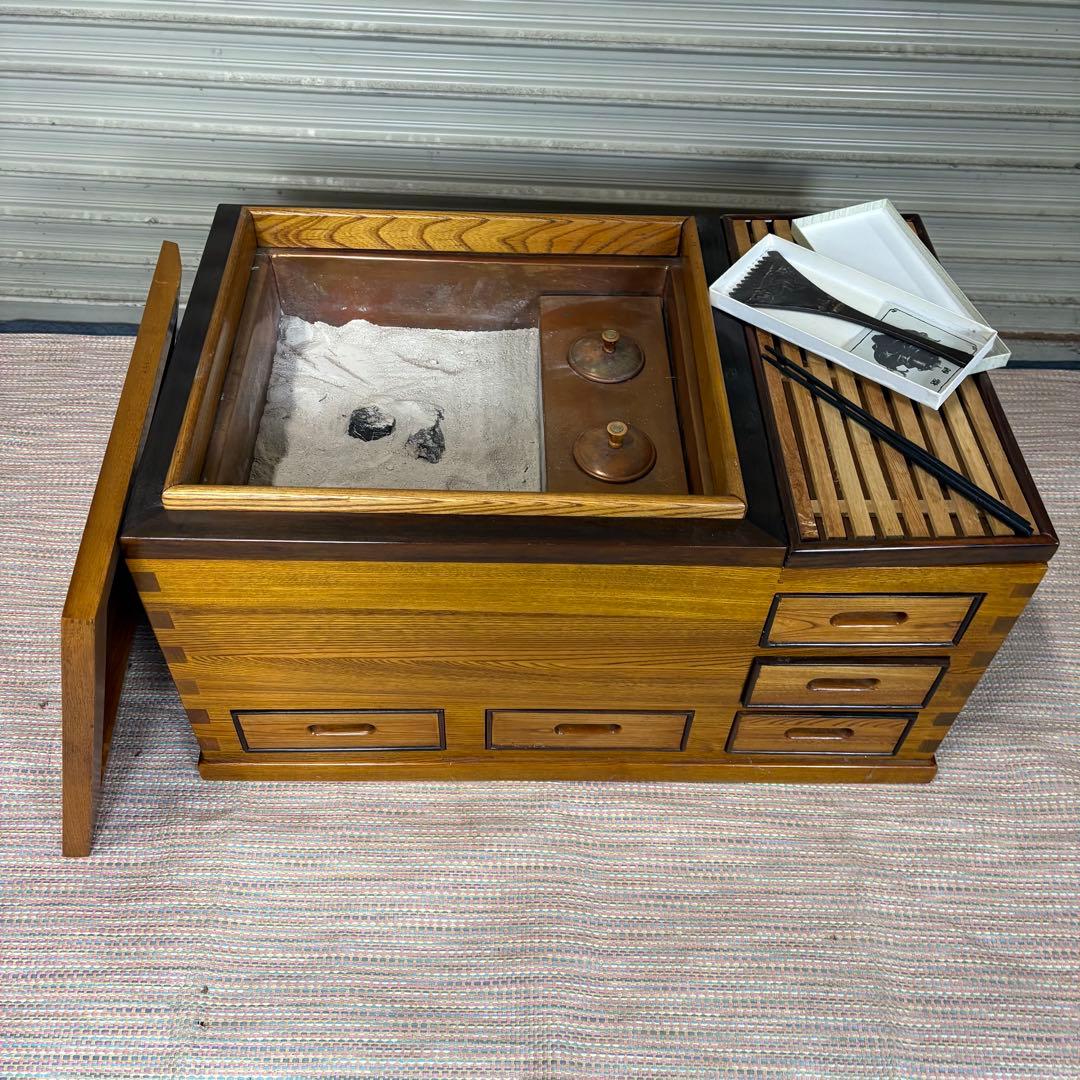 【送料込】関東火鉢　長火鉢　囲炉裏　アンティーク　レトロ骨董品　火鉢等セット