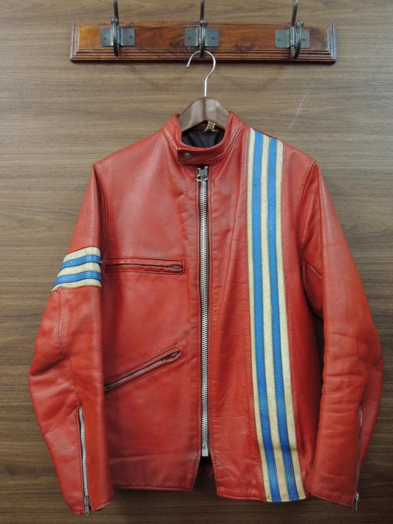 70S VINTAGE TT leathers英国製ストライプ レザーライダース