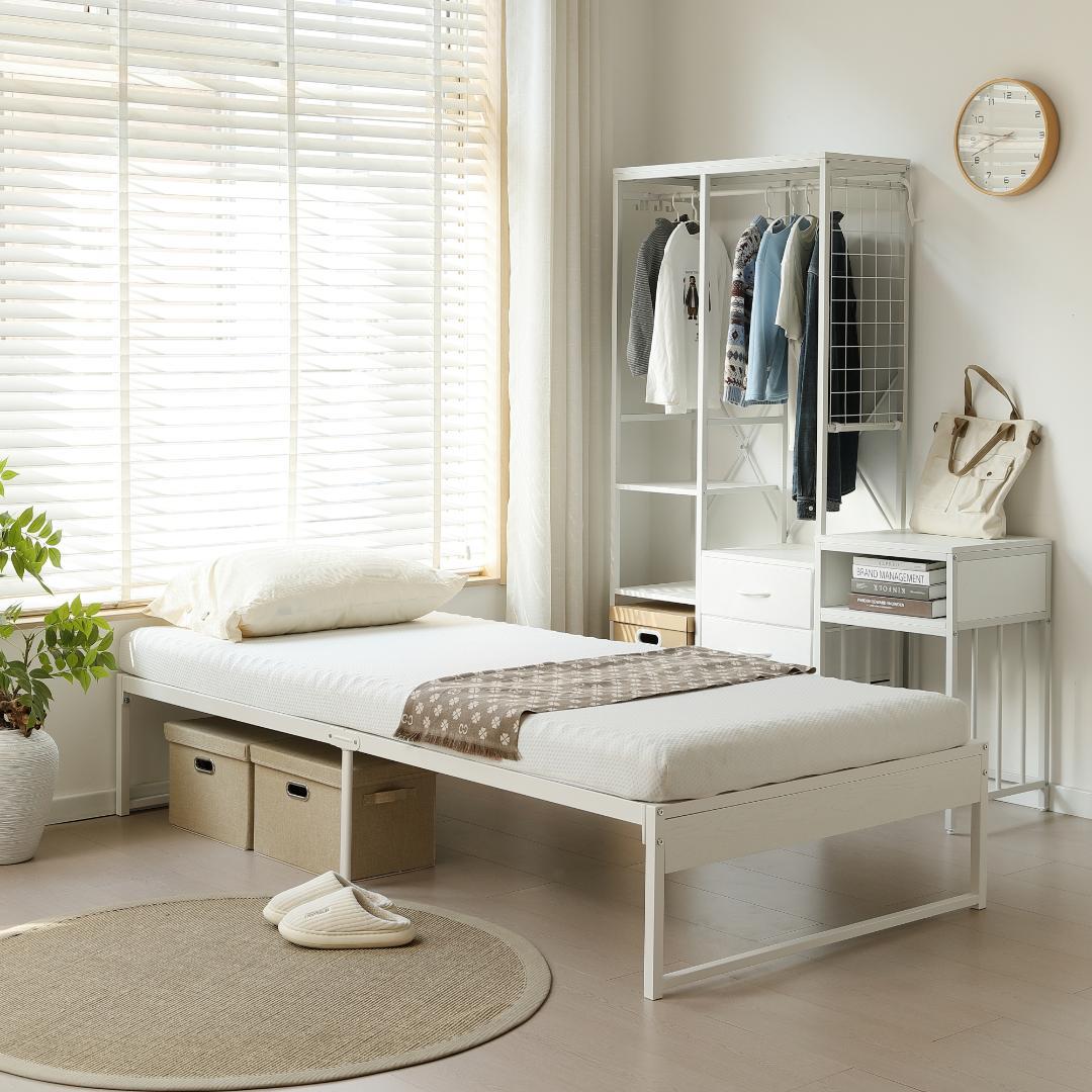 【シングル S】ベッドフレーム パイプベッド シングル ベッド パイプWhite