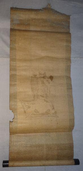 稀少 アンティーク 神社 聖徳太子 紙本 肉筆 掛軸 神道 絵画 日本画 古美術