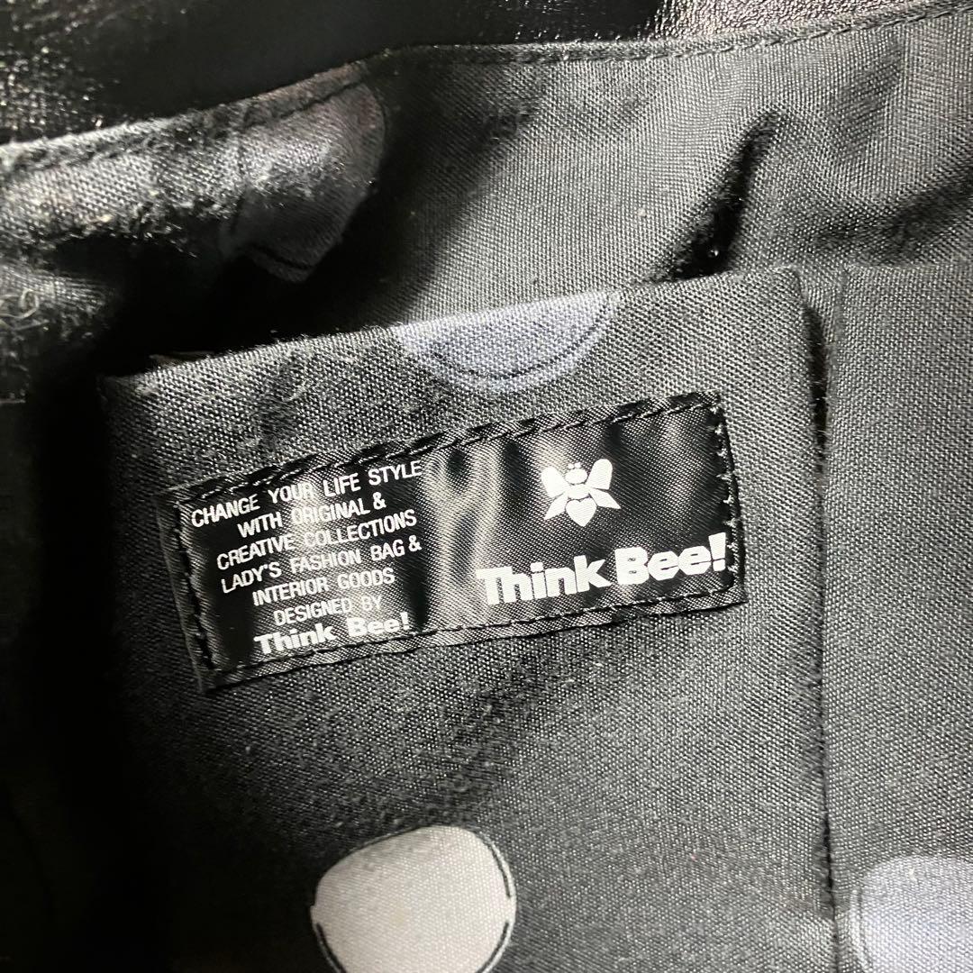 【美品】 シンクビー 巾着 2way ラインストーン レザーブラック