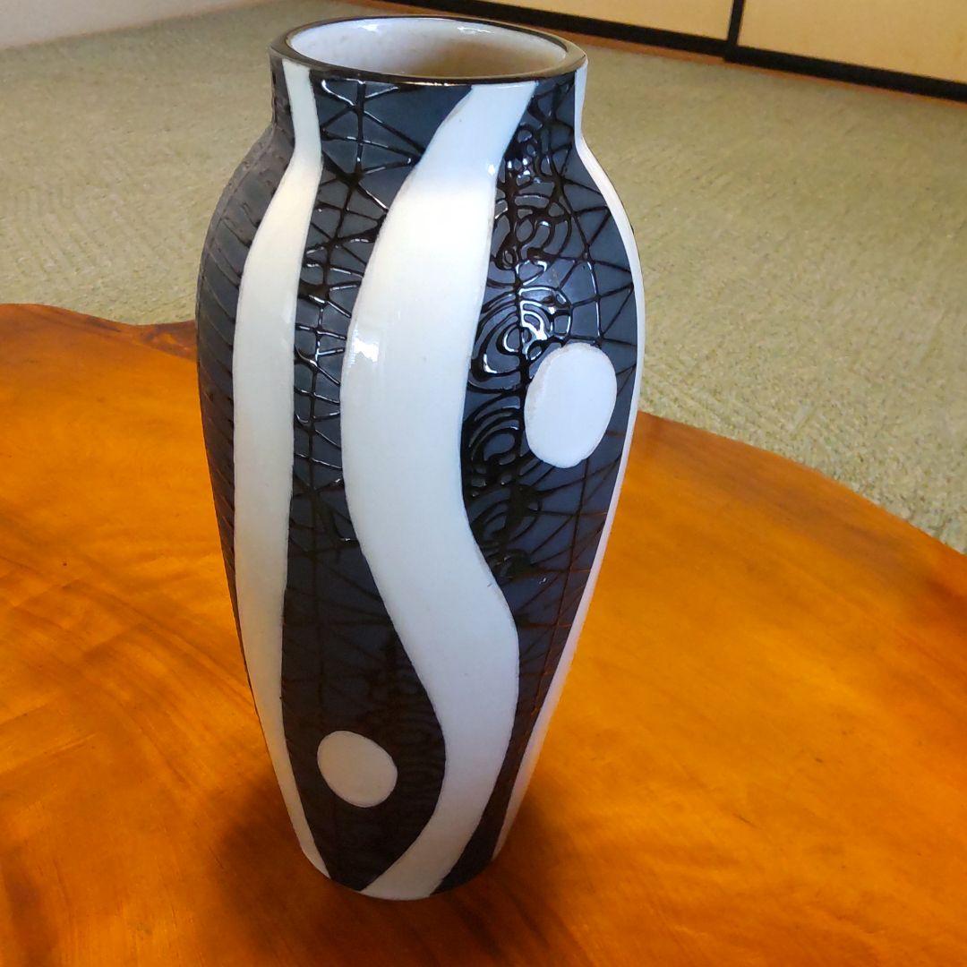 ヴィンテージ　九谷焼　花瓶　花器　陶泉作