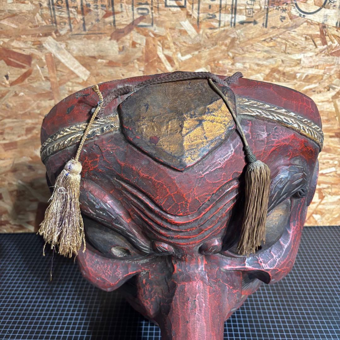 特大　お面　天狗　鬼面　壁掛け　置物