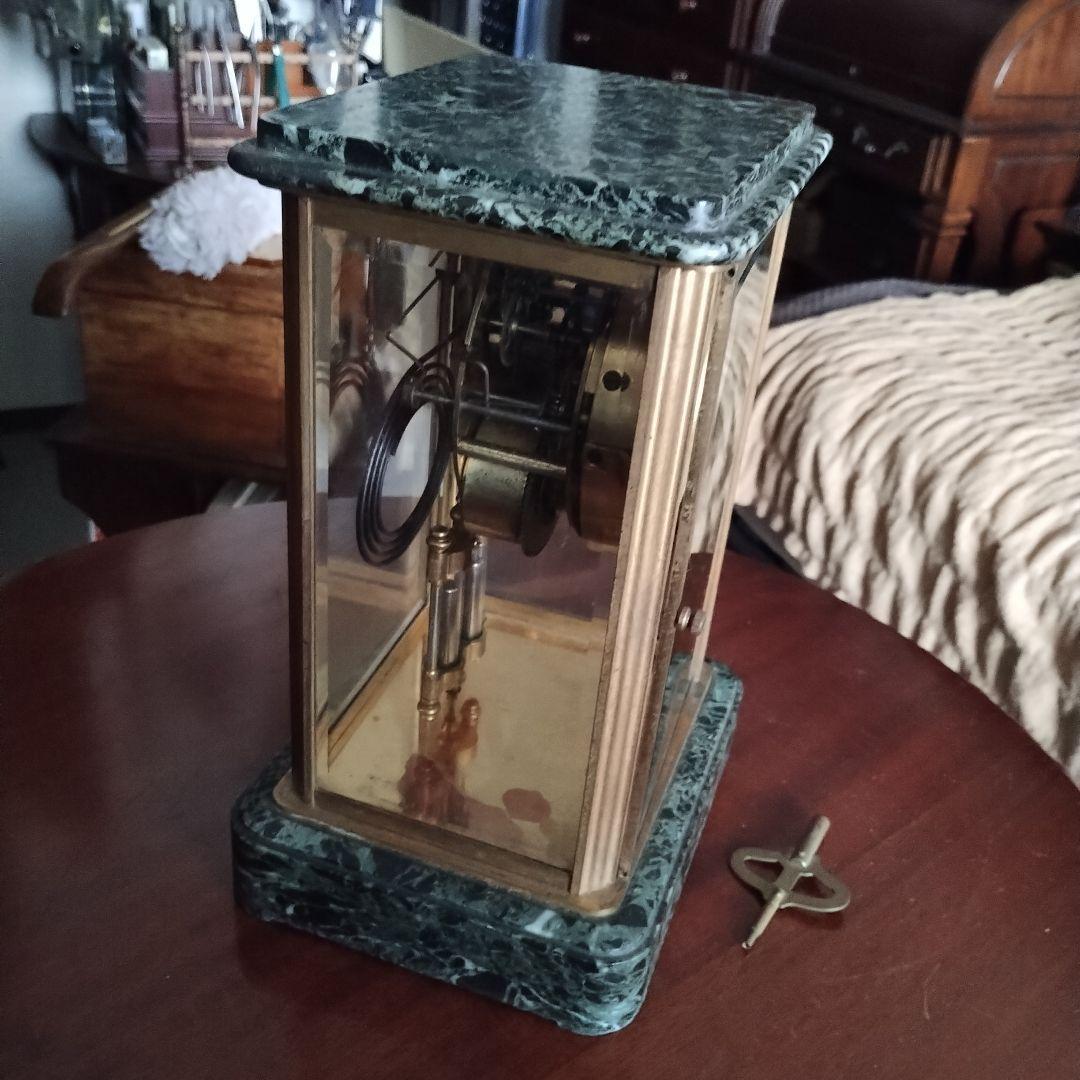 ぬ*.様 アンティーク　精工舎　大理石　４面ガラス　時報打ち　置時計　 ゼンマイ