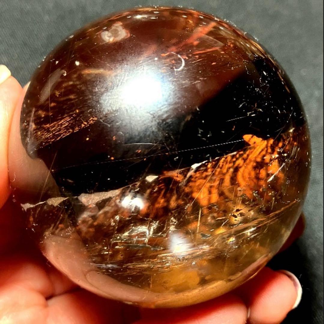 超大玉　64mm ゴールドルチルクォーツ　金針水晶　パワーストーン