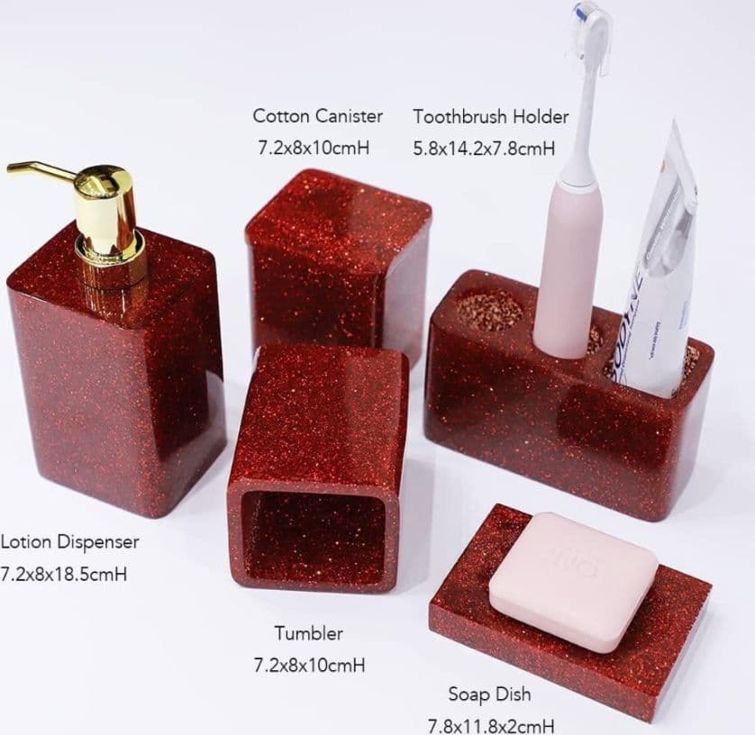 早い者勝ち♥Suanti レッド バスルームアクセサリーセット5点