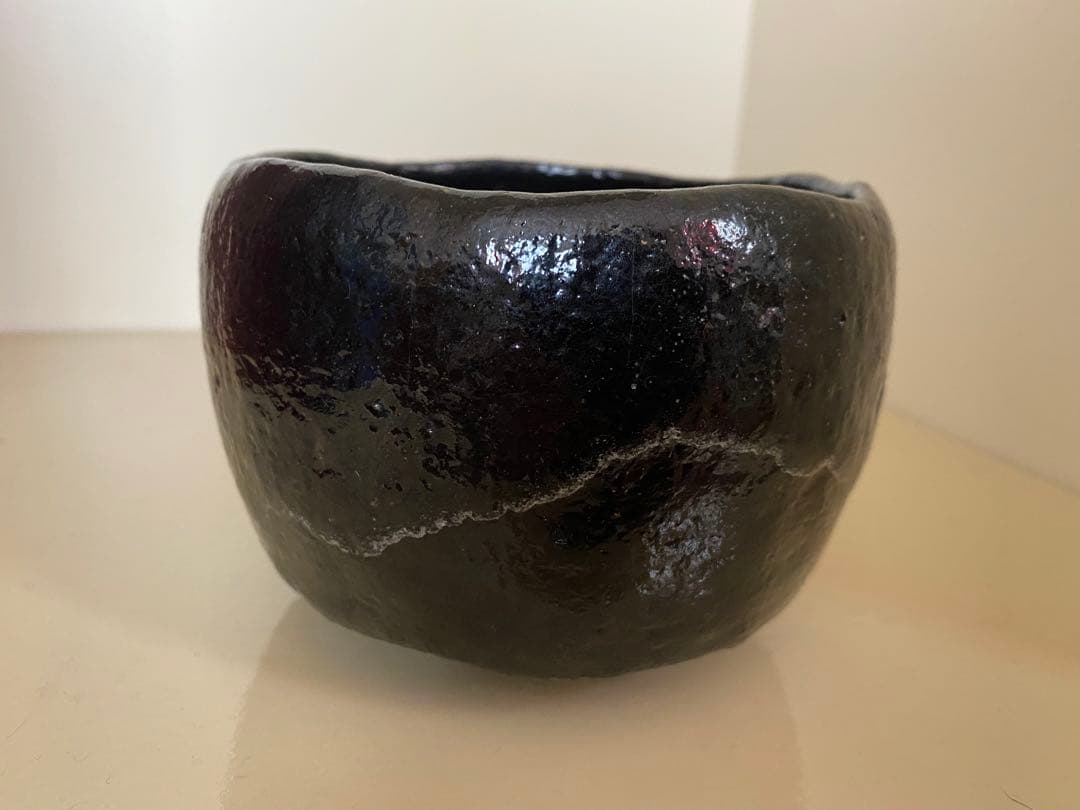 村田陶隠　造　別作　黒楽　茶碗　共箱　茶道具