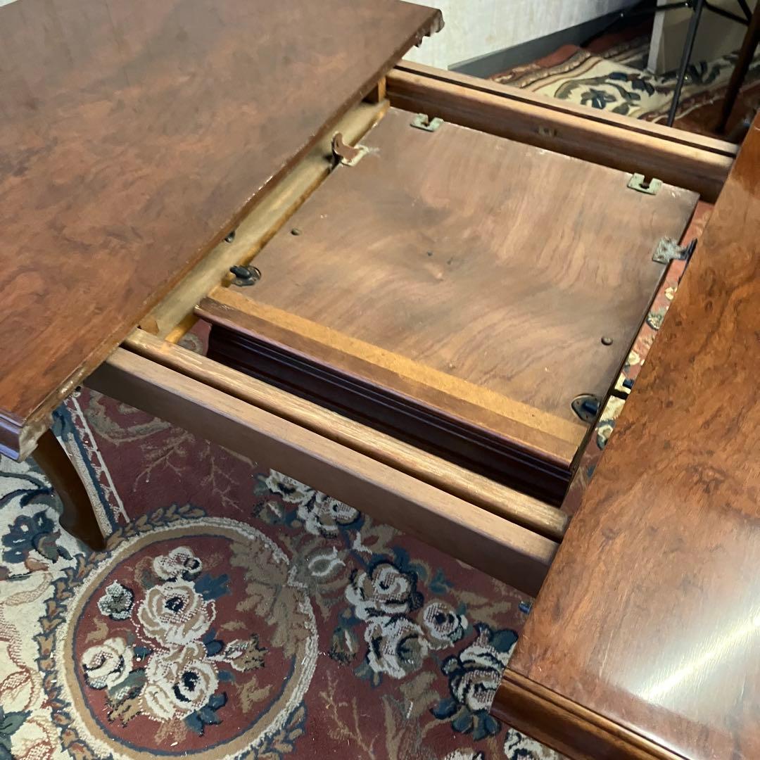 ①昭和レトロ マルニ 木製オーバル 伸縮式ダイニングテーブル 楕円形アンティーク