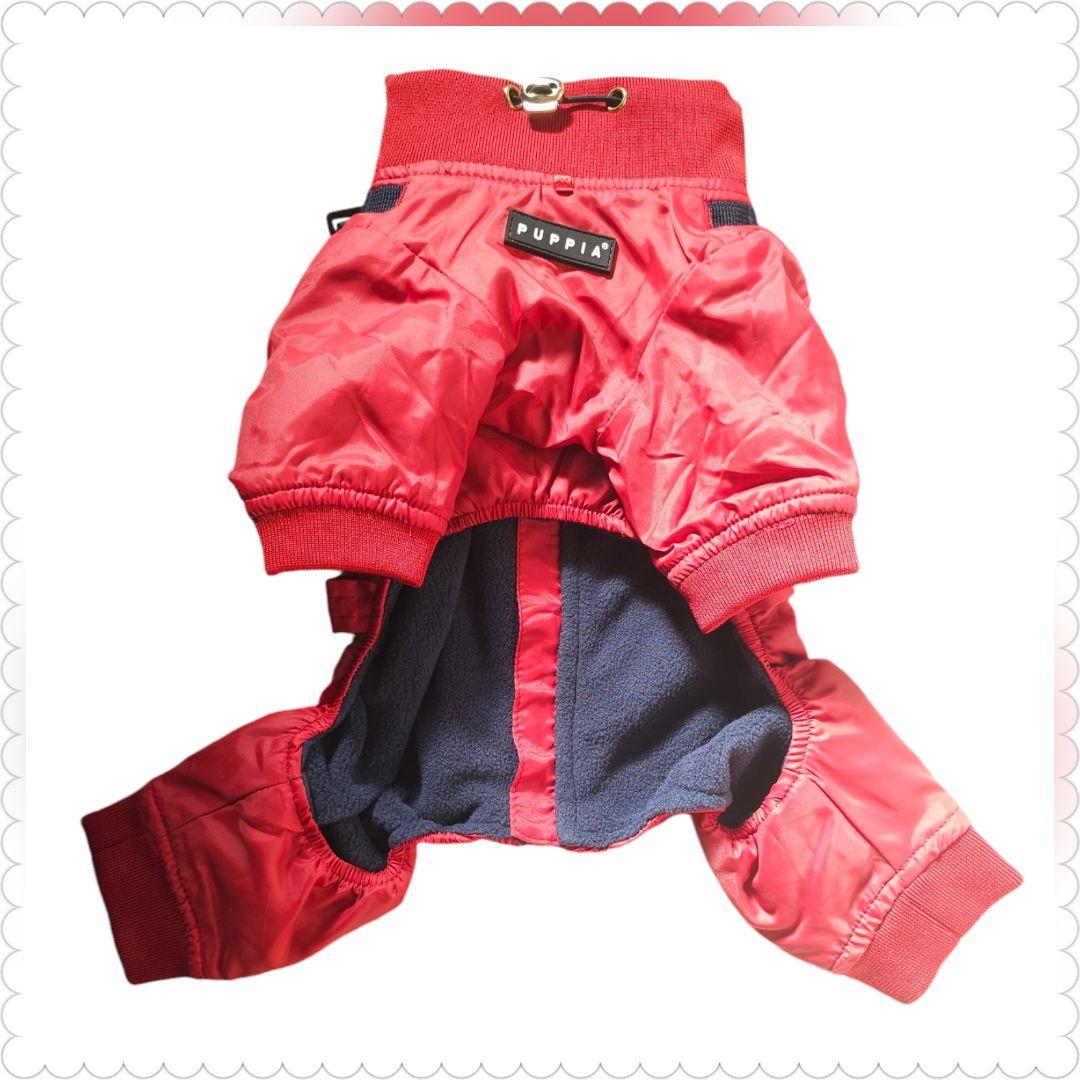 Puppia 犬 服 ハーネス一体型 オールインワンコート 背開き M 防寒着