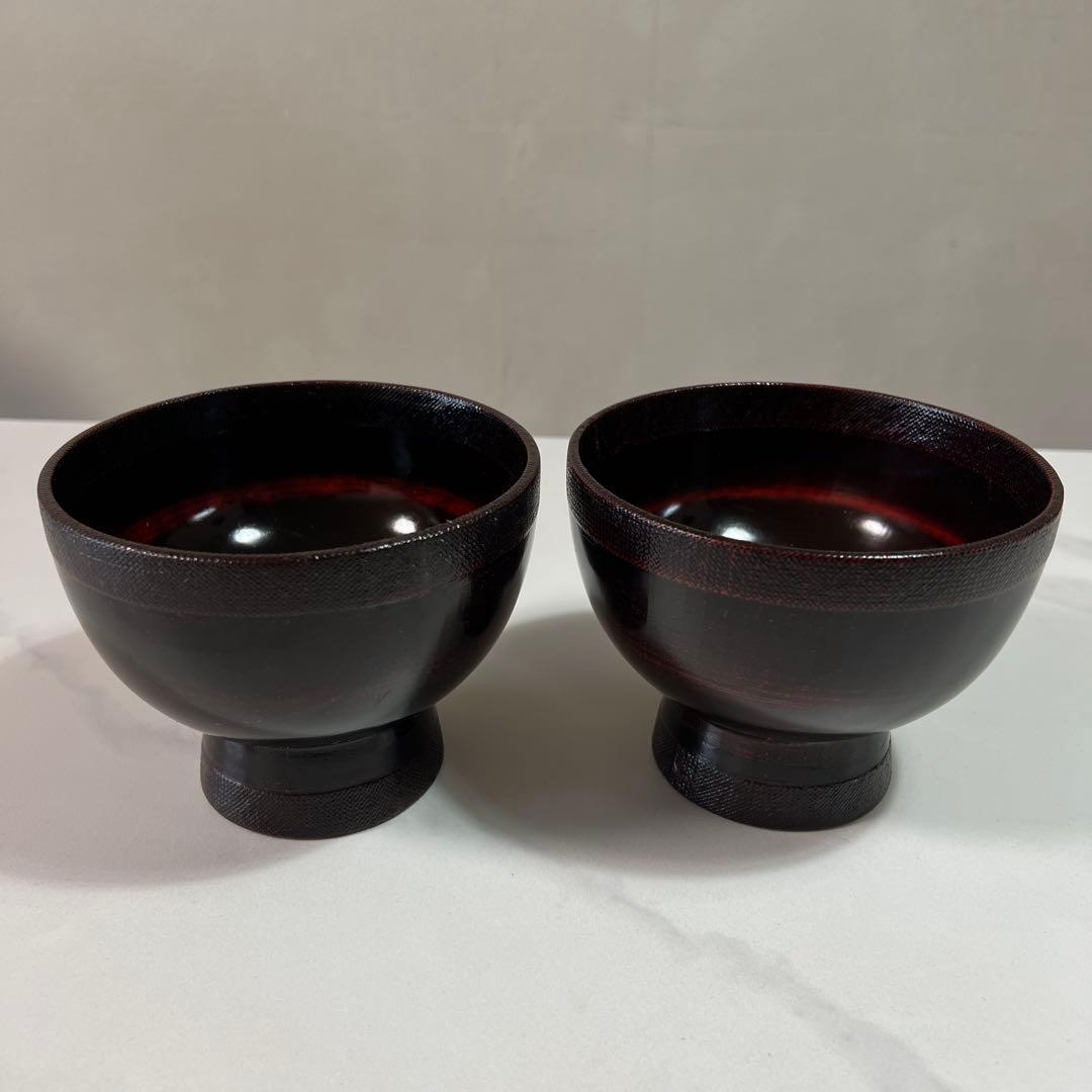 輪島塗 布着 合鹿椀 天然木 削り出し 黒漆 木製 漆塗 漆器 2個セット