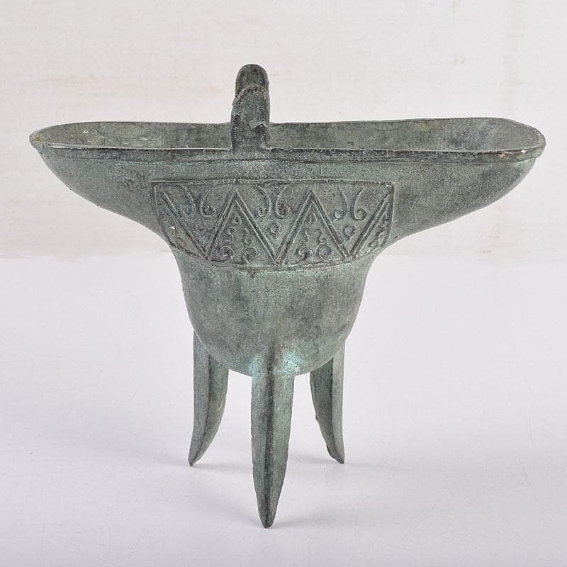 中国　古銅青銅　饕餮文爵　V　R8942