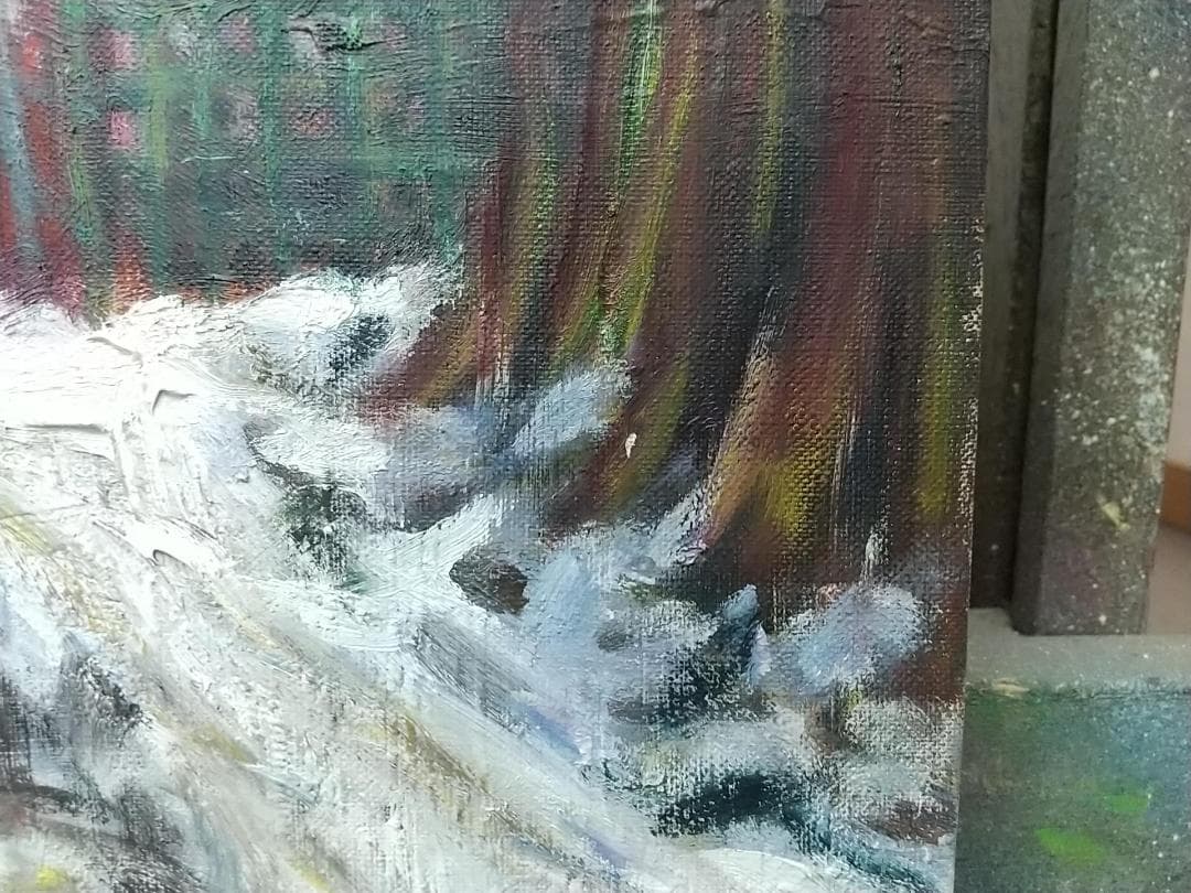 「雪の温泉場」Ⅱ 法師 '61 F8 油絵 油彩画 絵画 アート 風景画