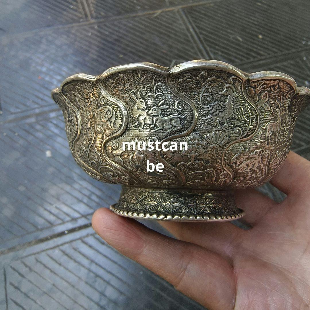 銅碗 大唐貞観鴛鴦鴻雁干支神獣蓮花招財碗 装飾品 現代工芸品 美術品 置物