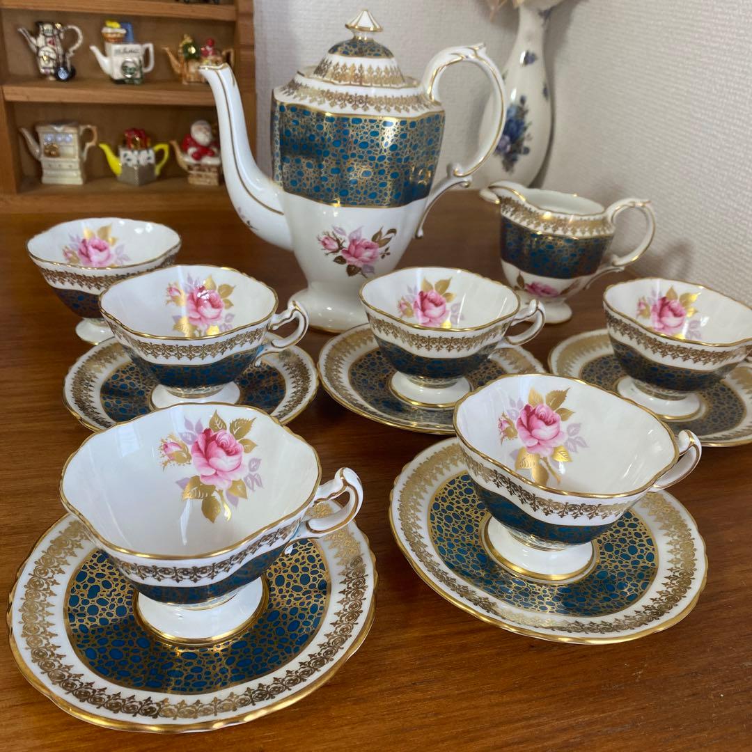 ハマースレイ ピンクローズ　ピーコック　金彩　4人用　コーヒーセット