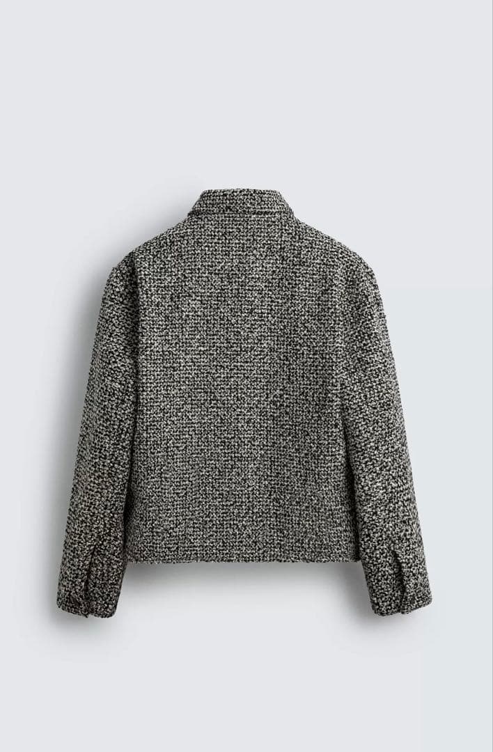 【新品】ZARA ザラ ポケット付きテクスチャードシャツジャケット Mサイズ